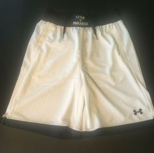 UA Project Rock Iron Paradise White Shorts - Med